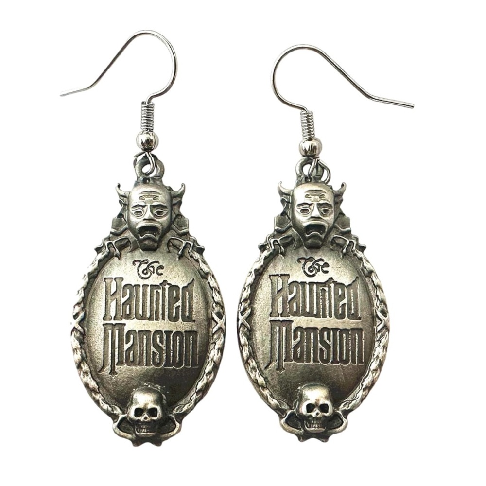 NWT Disney Haunted Mansion Madame Leota Silver Dangle Earrings Goth Halloween